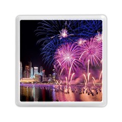 Singapore New Years Eve Holiday Fireworks City At Night Memory Card Reader (Square) 