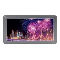 Singapore New Years Eve Holiday Fireworks City At Night Memory Card Reader (Mini)