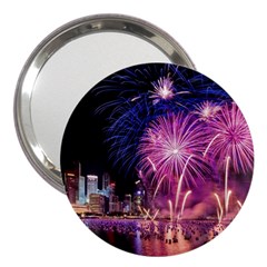 Singapore New Years Eve Holiday Fireworks City At Night 3  Handbag Mirrors