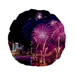 Singapore New Years Eve Holiday Fireworks City At Night Standard 15  Premium Round Cushions Back