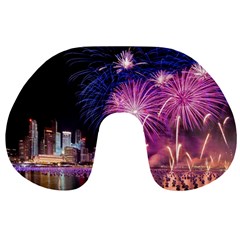 Singapore New Years Eve Holiday Fireworks City At Night Travel Neck Pillows