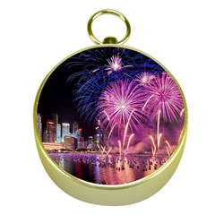 Singapore New Years Eve Holiday Fireworks City At Night Gold Compasses