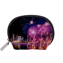 Singapore New Years Eve Holiday Fireworks City At Night Accessory Pouches (Small) 