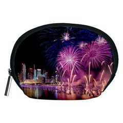 Singapore New Years Eve Holiday Fireworks City At Night Accessory Pouches (Medium) 