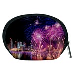 Singapore New Years Eve Holiday Fireworks City At Night Accessory Pouches (Medium)  Back