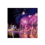 Singapore New Years Eve Holiday Fireworks City At Night Satin Bandana Scarf Front