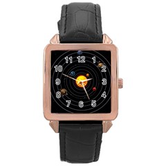 Solar System Rose Gold Leather Watch  by Sapixe