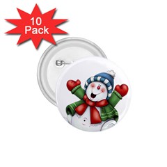 Snowman With Scarf 1 75  Buttons (10 Pack) by Sapixe