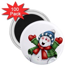 Snowman With Scarf 2 25  Magnets (100 Pack)  by Sapixe