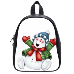 Snowman With Scarf School Bag (small) by Sapixe