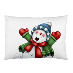 Snowman With Scarf Pillow Case (two Sides) by Sapixe