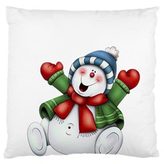 Snowman With Scarf Large Flano Cushion Case (one Side) by Sapixe