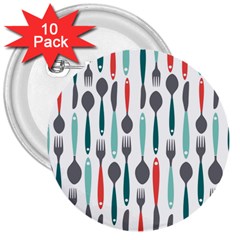 Spoon Fork Knife Pattern 3  Buttons (10 Pack)  by Sapixe