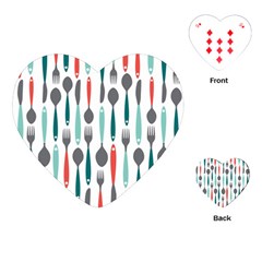 Spoon Fork Knife Pattern Playing Cards (heart)  by Sapixe