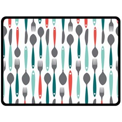 Spoon Fork Knife Pattern Fleece Blanket (large)  by Sapixe