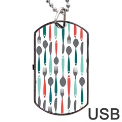 Spoon Fork Knife Pattern Dog Tag Usb Flash (one Side) by Sapixe