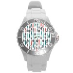 Spoon Fork Knife Pattern Round Plastic Sport Watch (L) Front