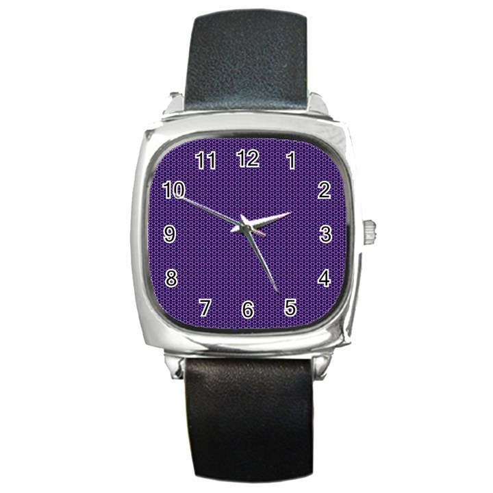 Cosmic Flowers Tiles Square Metal Watch