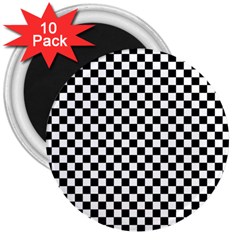 Checker Black And White 3  Magnets (10 Pack)  by jumpercat