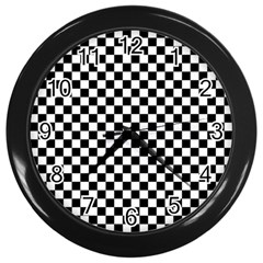 Checker Black And White Wall Clocks (black) by jumpercat