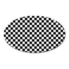 Checker Black And White Oval Magnet by jumpercat