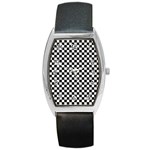 Checker Black and White Barrel Style Metal Watch Front