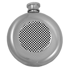 Checker Black And White Round Hip Flask (5 Oz) by jumpercat