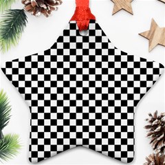 Checker Black And White Star Ornament (two Sides) by jumpercat