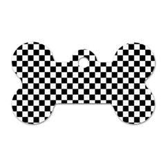 Checker Black And White Dog Tag Bone (one Side) by jumpercat