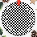 Checker Black and White Ornament (Round Filigree) Front