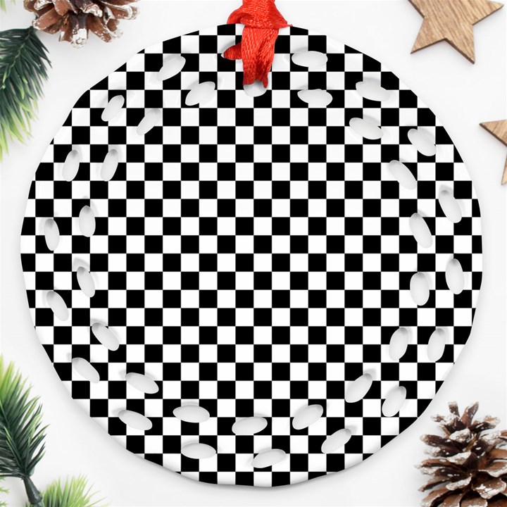 Checker Black and White Ornament (Round Filigree)