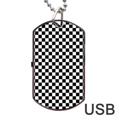 Checker Black And White Dog Tag Usb Flash (one Side) by jumpercat