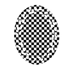 Checker Black And White Ornament (oval Filigree) by jumpercat