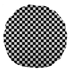 Checker Black And White Large 18  Premium Round Cushions by jumpercat