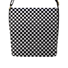 Checker Black And White Flap Messenger Bag (l)  by jumpercat