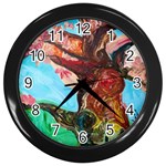 Big Coral Tree Wall Clocks (Black) Front