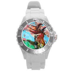 Big Coral Tree Round Plastic Sport Watch (l) by bestdesignintheworld