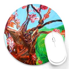 Coral Tree Blooming Round Mousepads by bestdesignintheworld