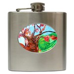 Coral Tree Blooming Hip Flask (6 oz) Front