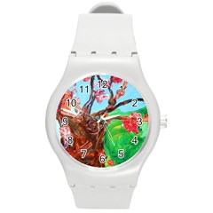 Coral Tree Blooming Round Plastic Sport Watch (m) by bestdesignintheworld