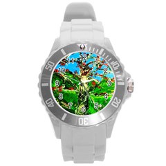 Coral Tree 2 Round Plastic Sport Watch (l) by bestdesignintheworld