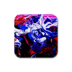 Cabin In The Mountain 1 Rubber Square Coaster (4 Pack)  by bestdesignintheworld