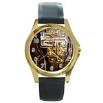 Ceramics Of Ancient Land 8 Round Gold Metal Watch Front