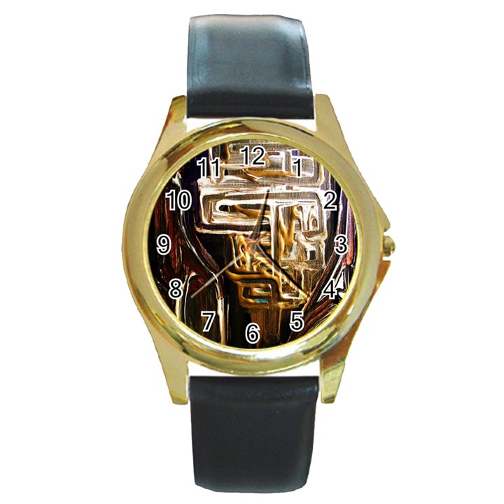 Ceramics Of Ancient Land 8 Round Gold Metal Watch