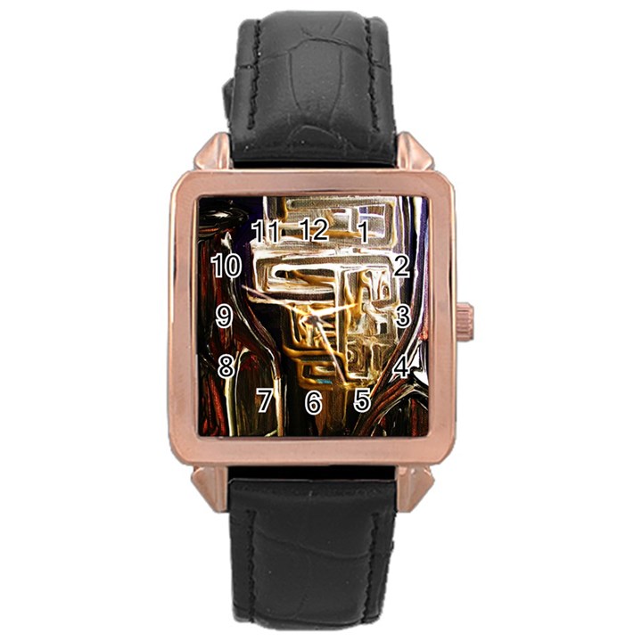 Ceramics Of Ancient Land 8 Rose Gold Leather Watch 