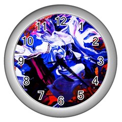 Cabin In The Mountain 1 Wall Clocks (silver) 