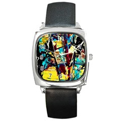 Dance Of Oil Towers 4 Square Metal Watch by bestdesignintheworld