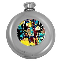 Dance Of Oil Towers 4 Round Hip Flask (5 Oz) by bestdesignintheworld