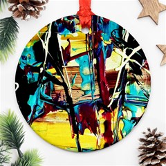 Dance Of Oil Towers 4 Round Ornament (two Sides) by bestdesignintheworld