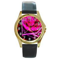 Calligraphy 2 Round Gold Metal Watch by bestdesignintheworld